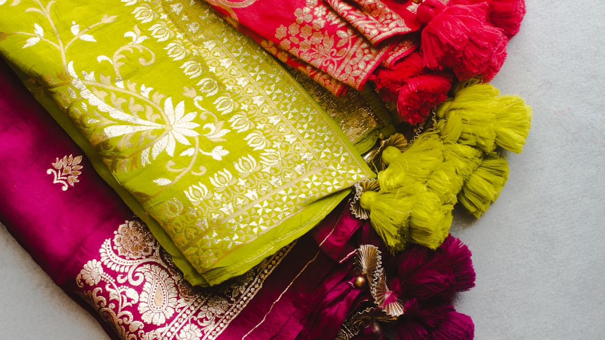 Folded fabrics and textiles in rich colours